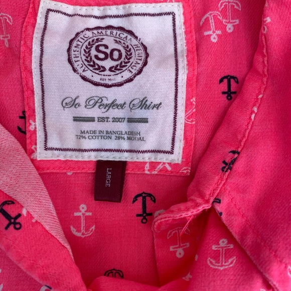 SO perfect shirt Crop Top Anchors Sail  Hot pink Juniors Size L - Picture 2 of 6